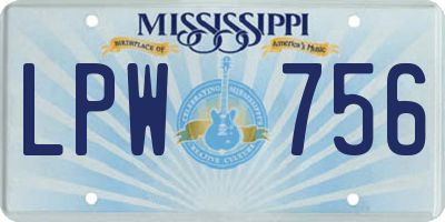 MS license plate LPW756