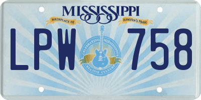 MS license plate LPW758