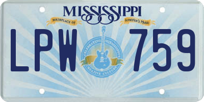 MS license plate LPW759
