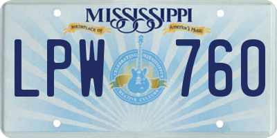 MS license plate LPW760