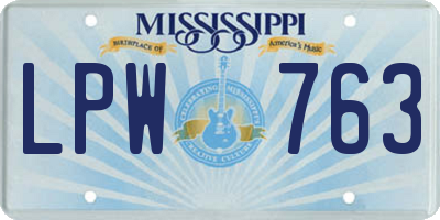 MS license plate LPW763