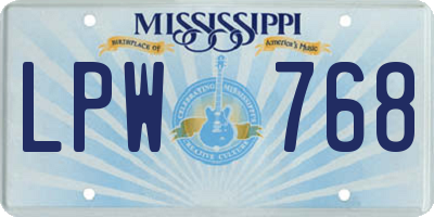 MS license plate LPW768