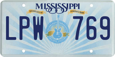 MS license plate LPW769
