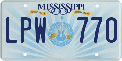 MS license plate LPW770