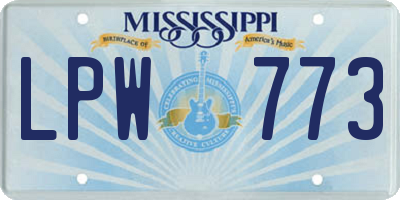 MS license plate LPW773