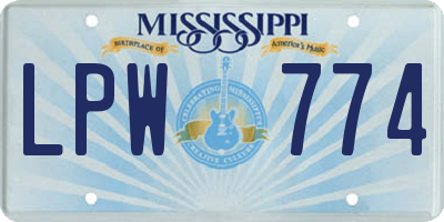 MS license plate LPW774