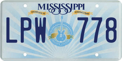 MS license plate LPW778