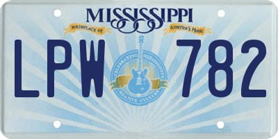 MS license plate LPW782