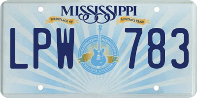 MS license plate LPW783