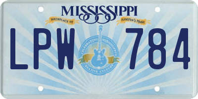 MS license plate LPW784