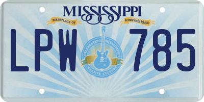 MS license plate LPW785