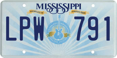 MS license plate LPW791