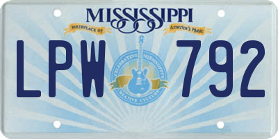 MS license plate LPW792