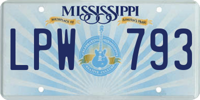 MS license plate LPW793