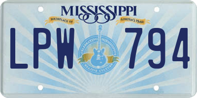 MS license plate LPW794
