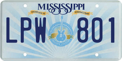 MS license plate LPW801