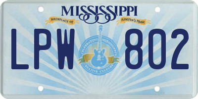 MS license plate LPW802