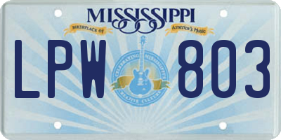 MS license plate LPW803