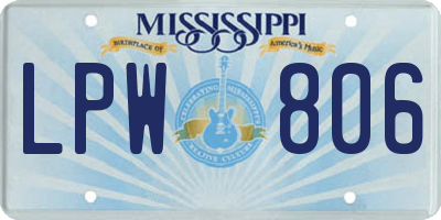MS license plate LPW806