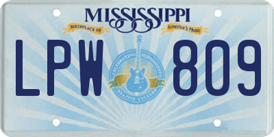 MS license plate LPW809