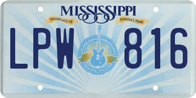 MS license plate LPW816