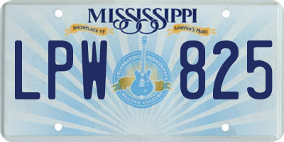 MS license plate LPW825