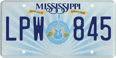 MS license plate LPW845