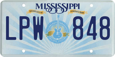 MS license plate LPW848