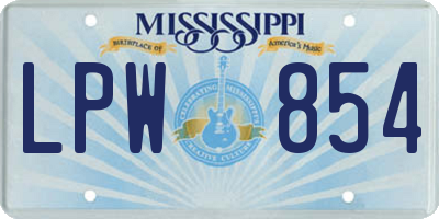 MS license plate LPW854