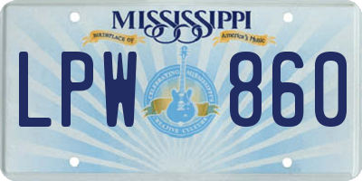 MS license plate LPW860