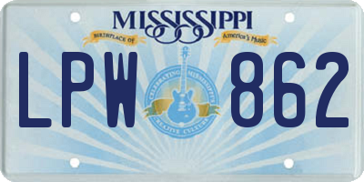 MS license plate LPW862