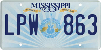 MS license plate LPW863