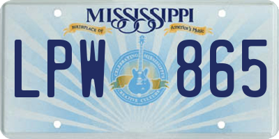 MS license plate LPW865