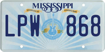 MS license plate LPW868