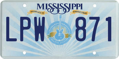 MS license plate LPW871