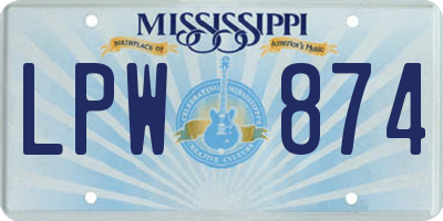 MS license plate LPW874