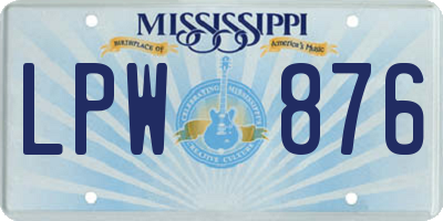 MS license plate LPW876
