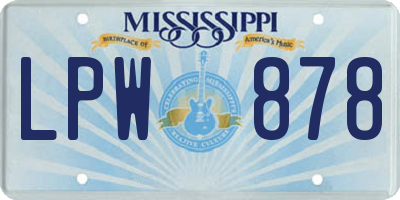 MS license plate LPW878