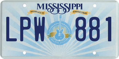 MS license plate LPW881