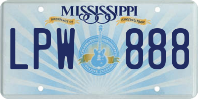 MS license plate LPW888