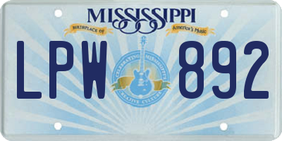 MS license plate LPW892