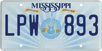 MS license plate LPW893