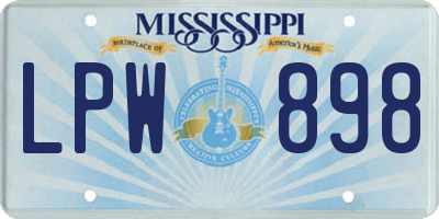 MS license plate LPW898