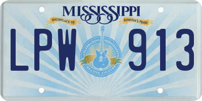 MS license plate LPW913