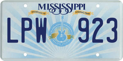 MS license plate LPW923