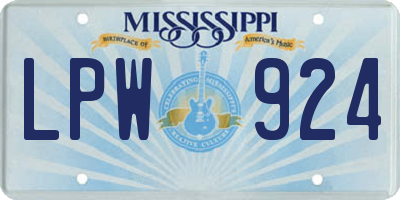 MS license plate LPW924