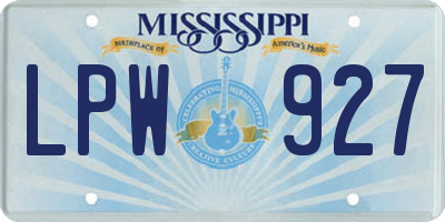 MS license plate LPW927
