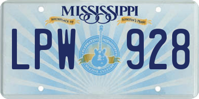 MS license plate LPW928