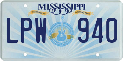 MS license plate LPW940