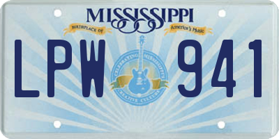 MS license plate LPW941